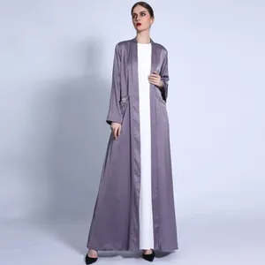 Vêtements ethniques Eid Ramadan Open Abaya Dubaï Satin Kaftan Turquie Femmes musulmanes Hijab Robe Kimono Jalabiya Cardigan islamique Caftan Robe