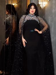 Ropa étnica Eid Ramadán Vestido de fiesta para mujeres Maxi Manga larga Cuentas de malla Vestidos Lagors Dubai Árabe Abaya con capa elegante Elbise