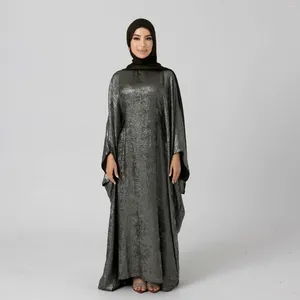 Etnische kleding Eid Ramadan Shiny Satin Abaya Batwing Sleeve Maxi Dress Muslim Abayas voor vrouwen Dubai Turkije Islamitische Kaftan Robe Arabier