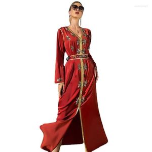 Etnische kleding Eid Satin Abaya Dubai Turkije Moslimjurk Islamitische abaya's voor vrouwen Caftan Marocain Kaftan Robe Musulmane Djellaba Femme