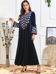 Etnische kleding Eid Winter Velvet Plus Size Abaya Dubai Kaftan Turkije Arabische moslim Lange maxi -jurk voor vrouwen Islam gewaad Longue Femme