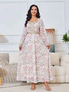 Etnische kleding Eid Women Party Dress Abaya For Women Prom Dubai Borduurwerk Floral Ramadan Wedding Lange Jurken Robe Festa Vestidos Mujer 2024 T240515