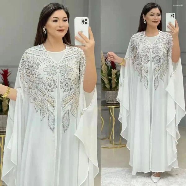 Ropa étnica elegante Abayas para mujeres Dubai Chiffon de lujo Boubou musulmán Long Abaya Vestido de la noche de la noche de la noche