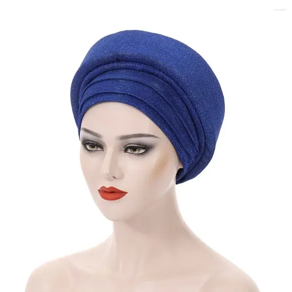 Vêtements ethniques Élégant Africain Auto Gele Headtie 2024 Turbante Femme Turban Cap Plissé Glitters Femme Head Wraps