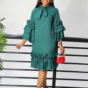 Etnische kleding Elegante Afrikaanse jurken voor vrouwen Fashion Dashiki Africa Afrika Robe Nigeriaanse femme Ruches Ruches Casual Plus Maat