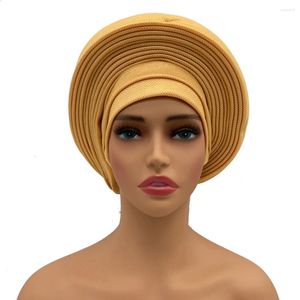 Ropa étnica Elegante Africano Headtie Turbante Ya Hecho Auto Gele Mujer Head Wraps Nigeria Lazos Fiesta de boda Headgear