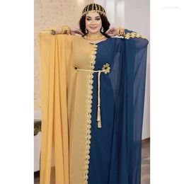 Etnische kleding Elegant Dubai Abaya Turki Muslim Sifon Gaun Maxi Pakaian Islam Afrika Elegan Untuk Wanita Boubou Jubah Alkilaba Femme