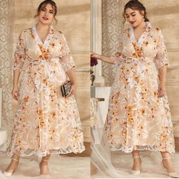 Vêtements ethniques élégant broderie femmes longue robe grande taille 2023 printemps été bohème robes florales soirée robe de soirée islamique Vestidos