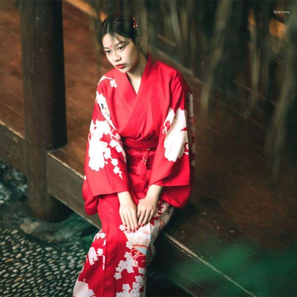 Vêtements ethniques Élégant Geisha Cosplay Costumes Japonais Yukata Kimono Peignoir Robe Traditionnelle Femmes Soirée Robe Vintage Kimonos