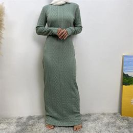 Etnische kleding Elegante maxi-jurken Moslim Abaya Midden-Oosten Dubai Effen kleur Lange mouw Jurk Damesvest