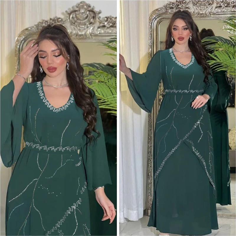 Ethnic Clothing Elegant Middle East Muslim Abaya Dress Belted For Women Eid Arabic Party Jalabiya Islamic Turkey Dresses Moroccan Caftan