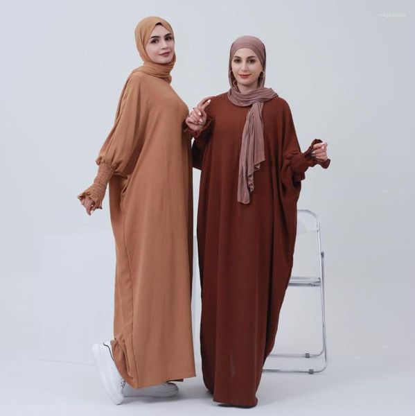 Vêtements ethniques élégant moderne Maxi Robe de haute qualité EID Ramadan modeste Abaya élastique manchette Robe Islam femmes musulman Caftan Caftan