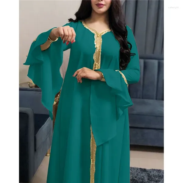 Vêtements ethniques Élégant Musulman Longue Robe À Volants Soirée Pour Femmes Moyen-Orient Ramadan Islamique Kaftan Malaisie Turc Broderie