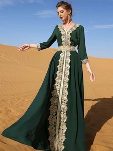 Vêtements ethniques Élégants femmes musulmanes habillées de la broderie en dentelle rétro Fashion Abaya Fête longue robe marocie kaftan islamclothing dubaï dinde robe t240515