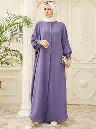 Vêtements ethniques Élégant Purple Abayas pour femmes à manches longues robe musulmane Dubaï Cardigan Kimono Vêtements Ramadan Soirée Kaftan Mode