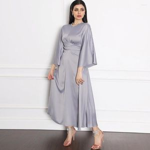 Ropa étnica elegante satén musulmán perla vestido modesto para mujeres Ramadán árabe Dubai Abaya Eid marroquí Kaftan túnica islámica Turquía ropa