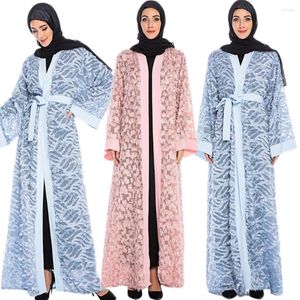 Ropa étnica Elegante borla Abaya Open Cardigan Mujeres musulmanas Largo Maxi Vestido Kimono Kaftan Eid Party Dubai Árabe Robe Ramadán Islámico