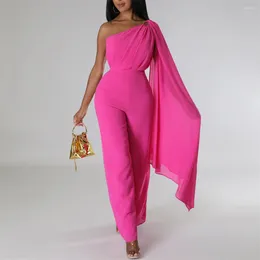 Vêtements ethniques Élégant Large Jambe Combinaison Pour Femmes Africaines Sexy Une Épaule Sans Manches Travail Bureau Dame Été Ensemble De Fête Mode