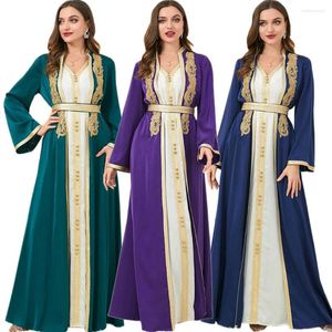 Etnische kleding Elegante vrouwen Borduren Open Abaya 2-delige set Ramadan Maxi-jurk Kimono Kaftan Dubai Islam Marokko Eid Party-outfits