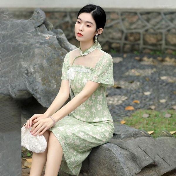 Vêtements ethniques Femmes élégantes Imprimer Fleur Qipao Oriental Soirée Robe de soirée Style chinois Jeunes filles Quotidien Cheongsam Robes Rétro Qi