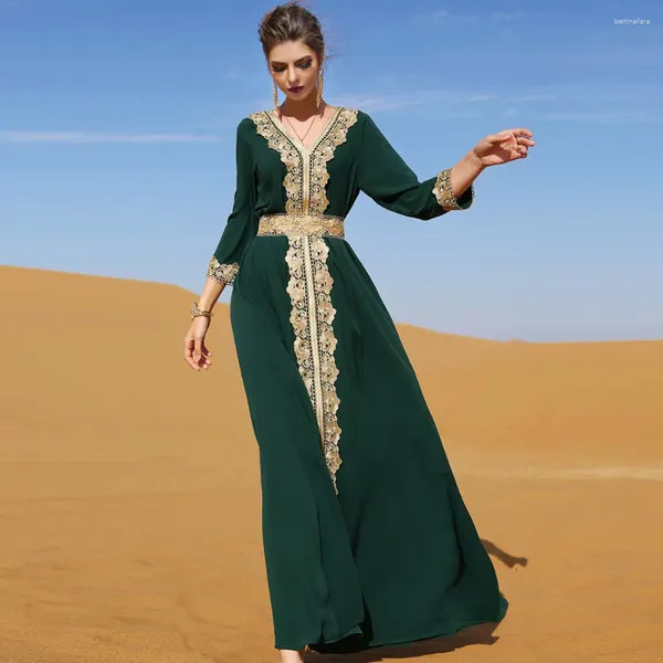Vêtements ethniques dentelle brodée élégante magnifique moyen-orient marocain caftan caftan robe dubaï jalabiya pour les femmes