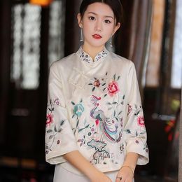 Vêtements ethniques broderie Style chinois Tang costume chemisier col montant Hanfu femmes Harajuku Vintage hauts femme élégant grande taille 300I