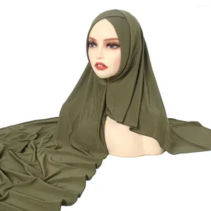 Vêtements ethniques EST SOft Color Color Jersey Double boucle Instant Hijab Muslim Headwrap Islamic Headscarf Swarf Forhead Cross Long