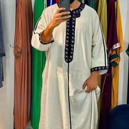 Ethnic Clothing Ethic Style Men Long Embroiled Leisure Museum Robe Abaya Homme Musulman Islam Kaftan Arabic Dress Cloth Muslim Printed