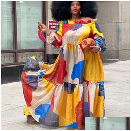 Vêtements ethniques Vêtements ethniques Robe Africain Femme Lâche Y Robe d'impression numérique Femmes Plus Taille Kaftan Mujer Robe Maxi Nigérian Dhmvg
