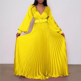 Vêtements ethniques Robes africaines de soirée pour femmes automne manches longues élégante fête maxi robe robe solide froissé fée robe de haute qualité