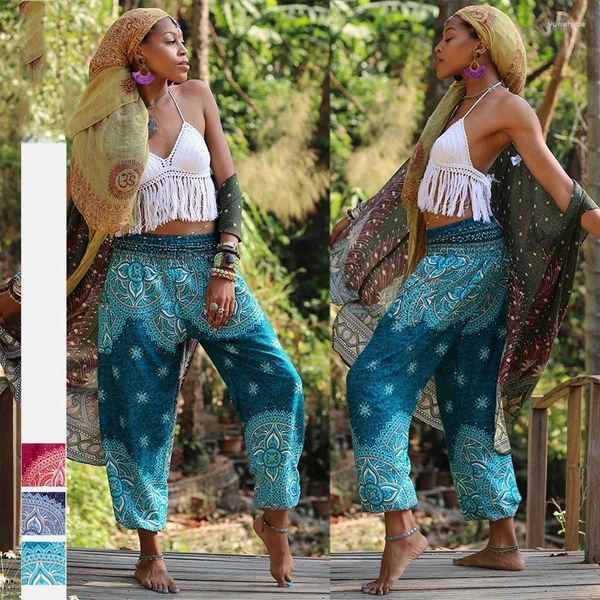 Vêtements ethniques Mode 2024 Femmes Thaïlande Imprimer Yoga Fitness Dance Costume Bohemian Bloomers Femme Large Jambe Harem Pantalon Lâche