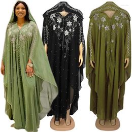 Vêtements ethniques mode Femmes africaines Diamants de luxe Robes de soirée perlées Dubaï Abaya Islamic Maroc Kaftan Style Murffon Robe Arab