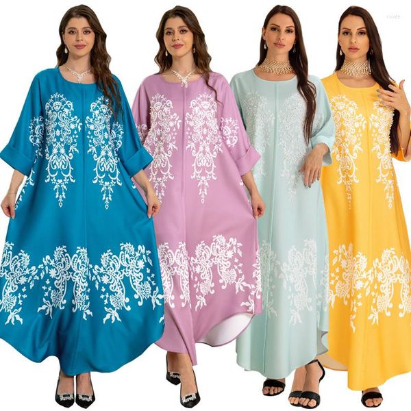 Vêtements ethniques Mode Robes De Luxe Perlées Arabie Saoudite Robe Musulmane Abaya Manches Longues Élégant Dubaï Jalabiya Kaftan Robes Moyen-Orient