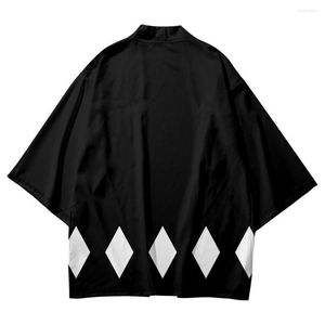 Etnische kleding Fashion Black Print Cardigan Haori Beach Yukata Traditionele Kimono Shorts Japanse Streetwear Women Men Shirts Samurai Tops