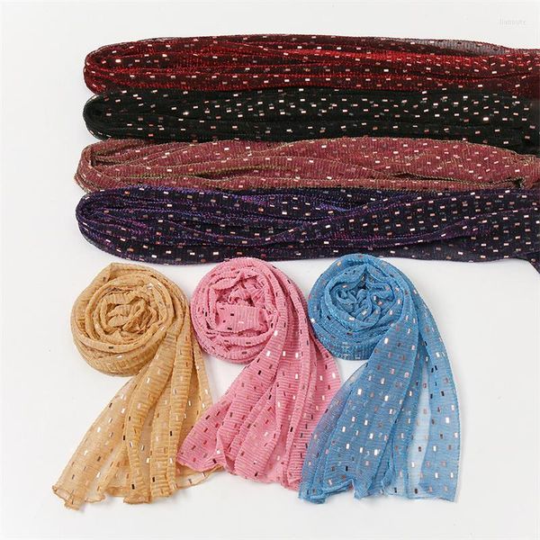 Vêtements ethniques mode Bling paillettes femmes musulman tête écharpe châle or Bandana doux longs foulards foulard Hijab Turban