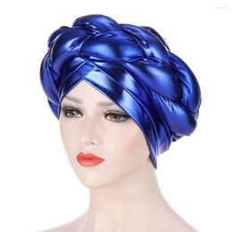 Vêtements ethniques mode soie brillante grossière torsion tresse Turban musulman Hijab chapeau Cancer chapeaux dame tête Bonnet pour femmes cheveux accessoires perte