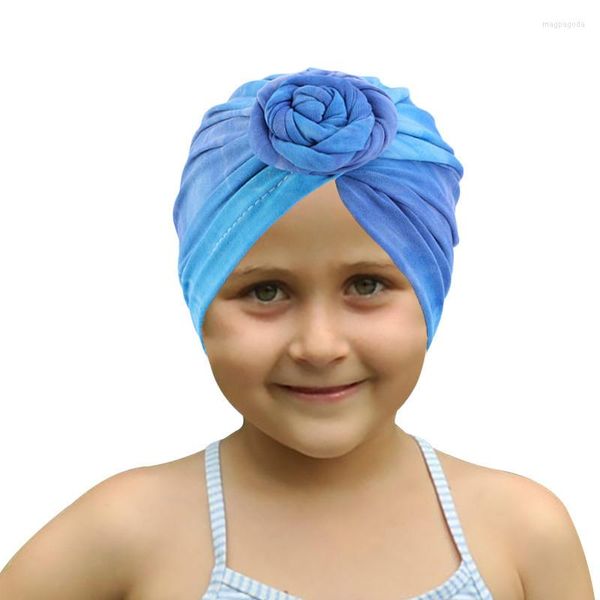 Vêtements ethniques Mode Enfants Gradient Tie Dye Turban Chapeau Bébé Plaque D'escargot Fleur Accessoires De Cheveux Bandeau