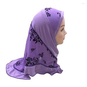 Ropa étnica de moda para niños, bufanda interior islámica con encaje de flores, Spandex elástico, gorro musulmán suave, gorro de tubo, Hijab interior de dos capas para niñas