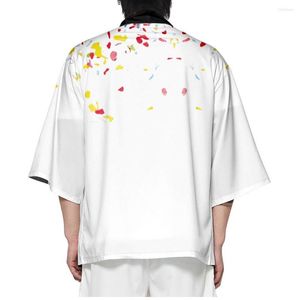 Vêtements ethniques mode couleur imprimé blanc hommes femmes Cardigan été Kimono japonais Streetwear Haori Yukata Harajuku hauts Robe asiatique