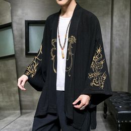 Costume de mode de vêtements ethnique broderie Hanfu Mens Chinese Style Robe Cardigan Veste surdimensionnée Kimono 5xl Ancient Coat Male 230506