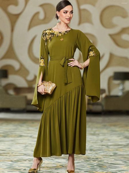 Ropa étnica Moda Verde Abaya Alta Calidad Crepe Jazz Mujeres Musulmanes Islámico Jilbab Fiesta Vestido de novia Llegada