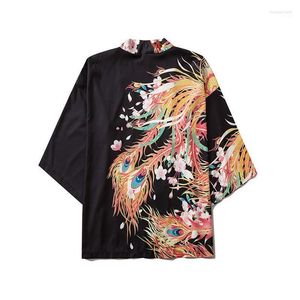 Vêtements ethniques mode Style japonais Golden Phoenix imprimer Kimono femmes Cardigan Yukata Streetwear hommes Tradition asiatique V2053