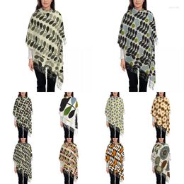 Etnische kleding Mode Kiely Orla Multisteam Bloemen Kwastje Sjaal Dames Winter Warme Sjaal Wrap Vrouwelijke Bloemen Geometrisch Abstracte Sjaals