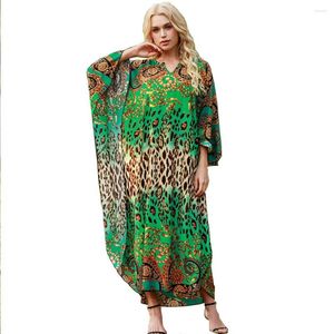 Etnische kleding Fashion Lange jurken voor moslimvrouwen Marokkaanse Kaftan Leopard Bat Sleeve Abaya Traditional Robe Dubai