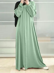 Vêtements ethniques Mode Manches longues Couleur unie Femmes musulmanes Dubaï Arabe Islam Casual Robe ample Elagant Dames Abaya Printemps Automne