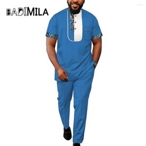 Etnische Kleding Mode Mannen Outfits Sets Afrikaanse Korte Mouw T-shirt En Lange Broek Casual Trainingspak Kleding Voor WYN1691