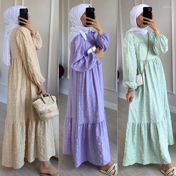 Vêtements ethniques Mode Robe musulmane Femmes Abaya Dubaï Turquie Arabe Vêtements islamiques Solide Slim Manches longues Caftan Saudi Abayas