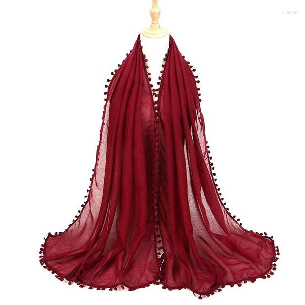 Vêtements ethniques mode foulard musulman couleur Pure écharpe grande taille filles châles Hijab chaud printemps été bandeau doux doux