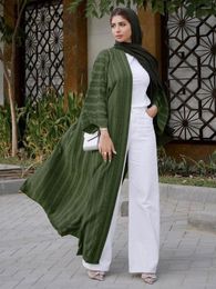 Etnische Kleding Mode Moslim Kimono Abaya Effen Gestreepte Retro Vest Gewaad Dubai Midden-oosten Saudi Arabië Eid Kleding 2023
