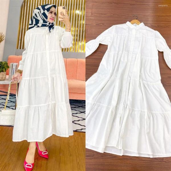 Vêtements ethniques Mode Femmes musulmanes Casual Manches longues Maxi Robe Dubaï Kaftan Eid Party Arabe Islam Femme Ramadan Chemise Abaya Jalabiya